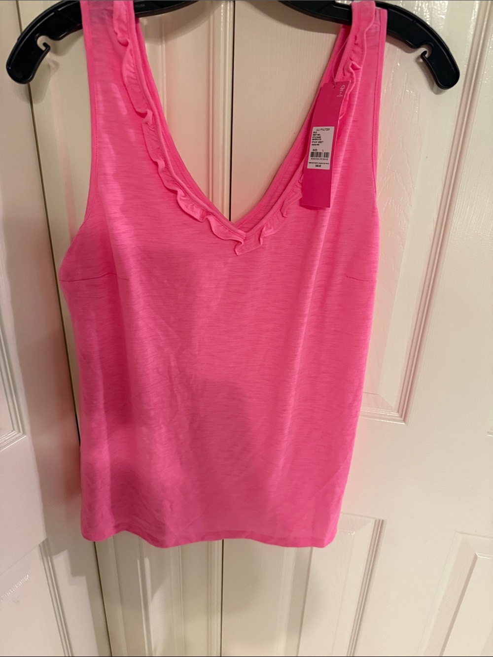 Lilly Pulitzer Women’s Pink V-Neck Ruffle Trim Tank Top